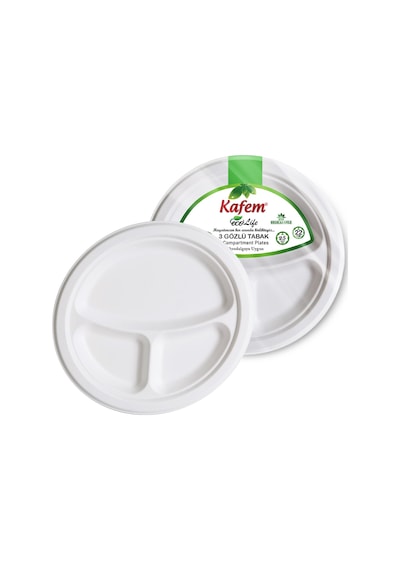Kafem Ekolojik 3 Gözlü Karton Tabak 22 Cm 25 Li X 40 Paket Koli