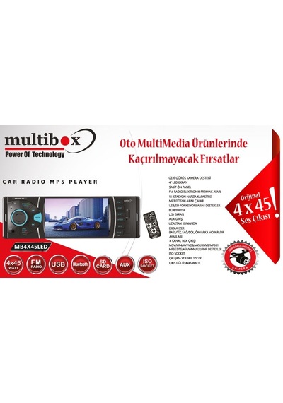 Multibox Lcd Ekranlı Oto Teyp 4X45 - Kameralı -Görüntülü