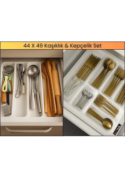 44x49 Cm. Beyaz Kaşıklık Ve Kepçelik 2'li Set 40x41 Cm'e Kadar Kesilebilir - 44x49byz-set Beyaz