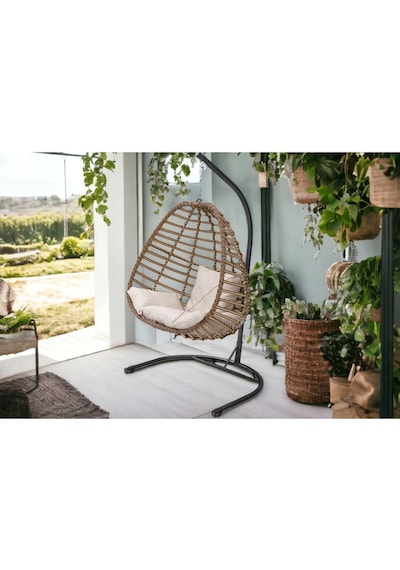 Tu Tienda Rattan Tek Kişilik Bahçe Balkon Ev Salıncağı,kahverengi Krem