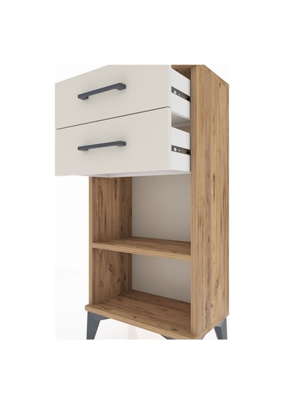 Arges Komodin Tek Raflı 2 Çekmeceli 44x30x96 Çam-aytaşı Atlas Çam