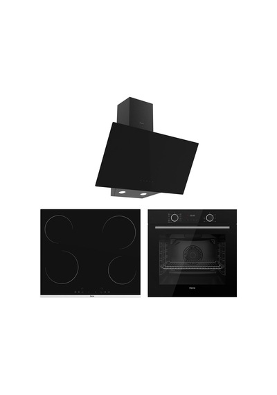 Ferre Fryart Smart Plus XE63CS - MS261 - D077 Vitroseramik Elektrikli 3'lü Siyah Ankastre Set