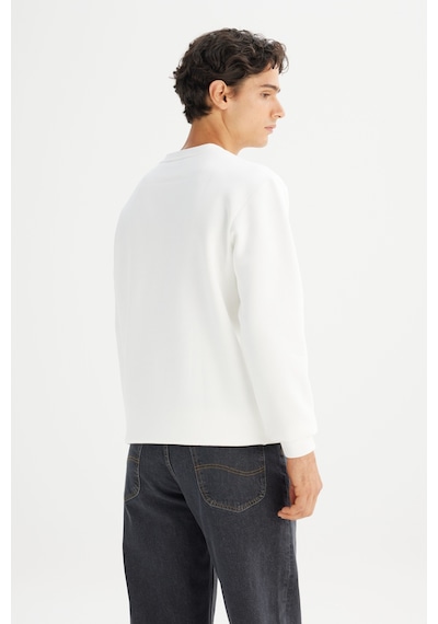 Lee Regular Fit Normal Kesim Sıfır Yaka Sweatshirt Off White