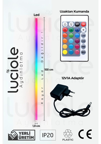 Led Abajur Aplik Gece Lambası Rgb Lambader 16 Renkli Uzaktan Kumandalı Işık 4 Animasyonlu Luciled1