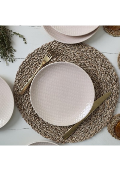 Kumlu Krem Rölyefli Pasta Tabağı 21 Cm 6 Adet Q32 Çok Renkli