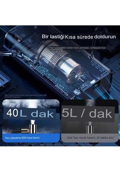 Tr H-9293 Akıllı Dijital Hava Kompresörü, 4000mah, 150psı, Şarjlı, Araç Lastik Top Şişirme Genel