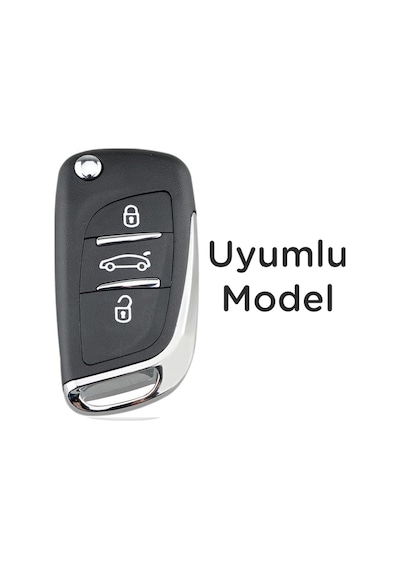 Citroen Bellingo-c2-c3-c4 Peugeot Partner307-207-308-5008 3 Düğmeli Silikon Anahtar Koruma Kılıfı Siyah Gümüş