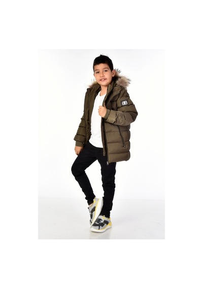 Natürel Kürklü Erkek Çocuk Mont 51248 Haki
