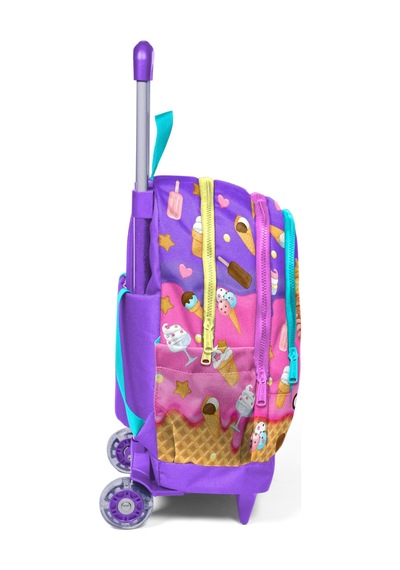 Coral High Kids Lila Turkuaz Dondurma Ve Anime Desenli Üç Bölmeli Çekçekli Okul Sırt Çantası 23973 Lila - Turkuaz