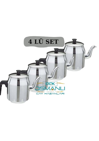Osmanlı 4 Adet Çelik Demlik Kahveci Demliği İnox
