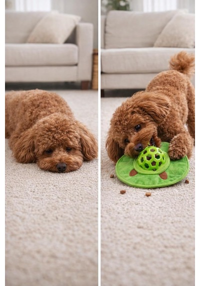 Busstier Çok Renkli Sesli Kedi Köpek Oyuncağı Ödül Mamaları İçin Zeka Geliştirici Puzzle Mama Topu Isırınca