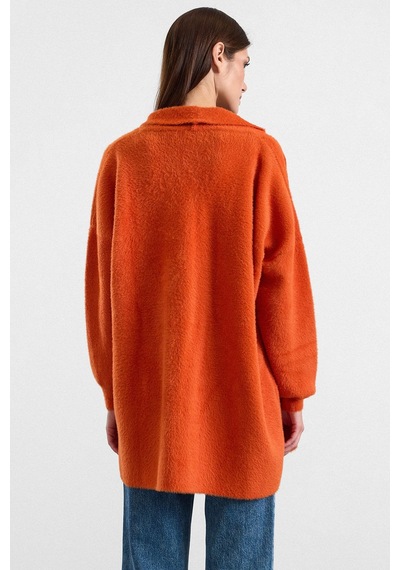 Olcay Salaş Soft Kumaş Triko Hırka Oranj 8299