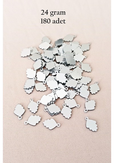 Oya Abiye Bileklik Kolye Pleksi Metalik Plastik Pul Gümüş Renk 24 Gram 180 Adet - Bnc564