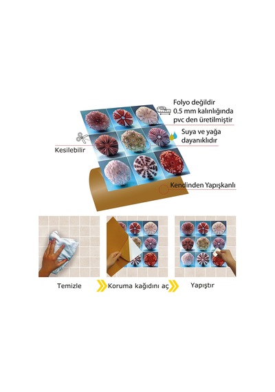 Tink Kendinden Yapışkanlı Deniz Kestaneleri Desenli Pvc Karo 30x30 Cm