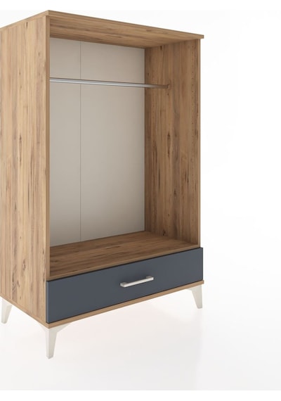 Hyperion Dolap Tek Raflı Tek Çekmeceli Tek Askılı 88x44x134 Çam-antrasit Atlas Çam
