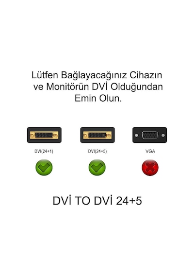 Dvi To Dvi Kablo Çift Filtreli Dvi-I Dual Link 24+5 - 1.8 Metre