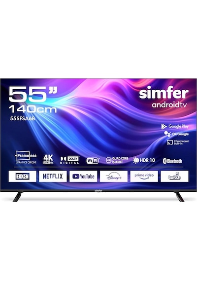 Simfer 55SFSA6B 4K Ultra HD 55" 140 Ekran Uydu Alıcılı Android Smart LED TV