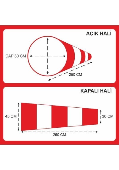 Rüzgar Çorabı-Tulumu Çap 30CM Uzunluk 30X45X250