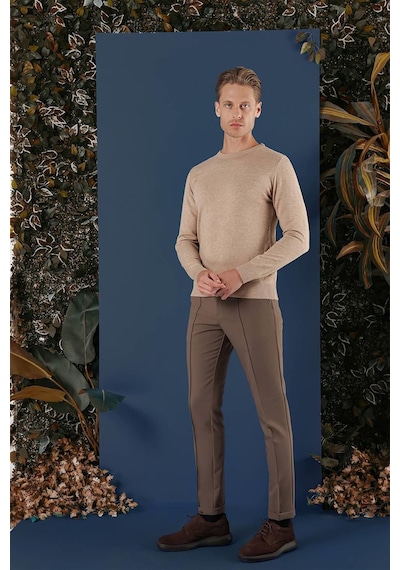 Efor Tr 858 Slim Fit Bej Klasik Triko Bej