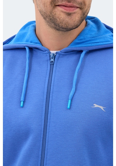 Slazenger Majestıc I Erkek Fermuarlı Kapüşonlu Cepli Indigo Sweatshırt Indigo