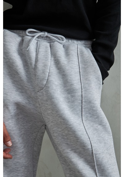 Hyman Erkek Önü Dikiş Detaylı Baggy Eşofman Altı Gri