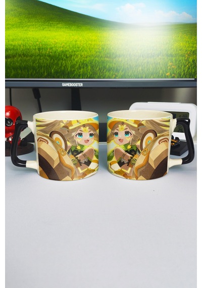 Kachina Genshin İmpact Baskılı Seramik Lüks Kupa 1 Adet Özel Siyah Kulp Dalga Kulp V3d Çok Renkli