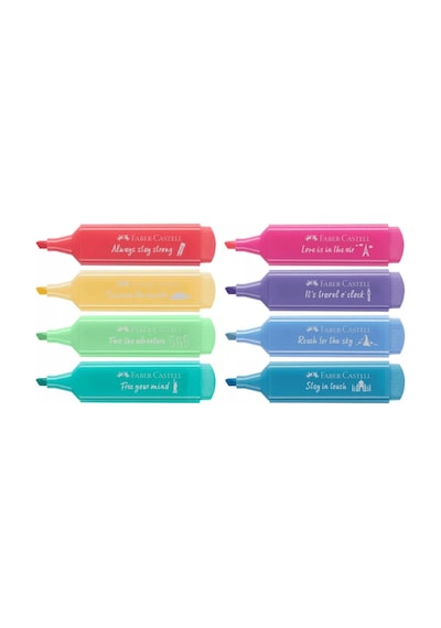 Faber Castell 24 Renk Kuru Boya Ve 8'li Textliner Pastel Fosforlu Kalem Seti İkisi Birarada Set Çok Renkli