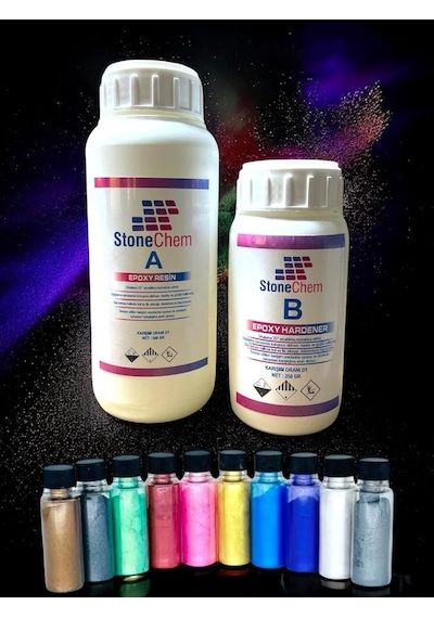 Ultra Şeffaf Epoksi Reçine 750 Gr + Pigment Seti 10x20 Ml Tek Renk