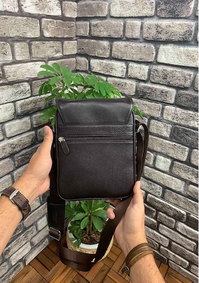 Guard Kahverengi Hakiki Deri Erkek Omuz Çantası P1736 Kahverengi