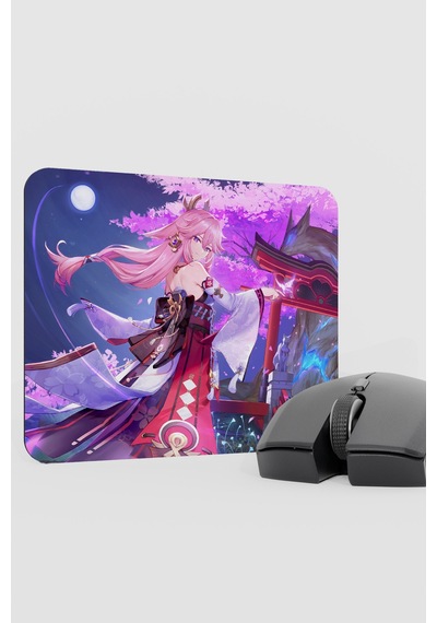 Yae Miko Genshin Impact Anime Gacha V5 - 22x18 Gaming Mouse Pad Fare Altlığı