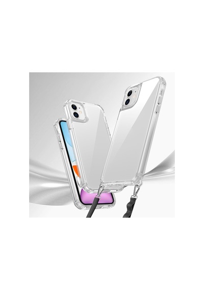 Effox Apple Uyumlu iPhone 11 Kılıf Aihttgli Takılabilir Askı Aparatlı Snap Silikon Kapak-şeffaf Şeffaf