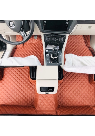 Araca Özel 7D Havuzl Deri Paspas Vokswagen Passat B8.5 2019-2021 2021-Siyaha Siyah Dikişli
