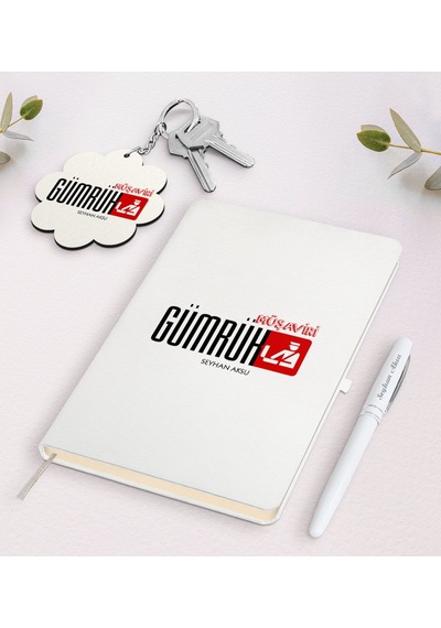 Kişiye Özel Gümrük Müşaviri Beyaz Defter Kalem + Anahtarlık