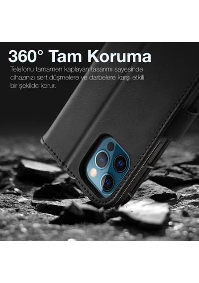 Dux Ducis Apple Uyumlu iPhone 12 Pro Max Kilif Miknatisli Cüzdanli Deri Kilif 225521777 - Renk / Mavi