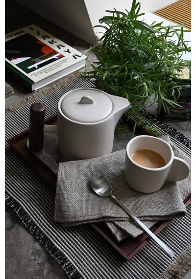 101 Copenhagen Native Tea Pot Birch El Yapımı Taş Seramik Çaydanlık Krem