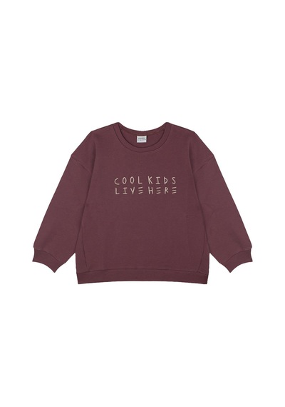 Antebies Pamuk Kumaştan Üretilmiş, Cool Kids Nakışlı, Uzun Kollu Erkek Çocuk Sweatshirtü, Bel Lastikli Bağcıklı Eşofman Takımı Bordo