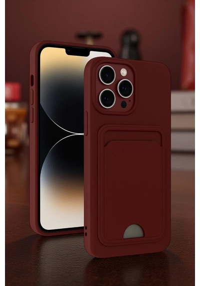 Apple Uyumlu  iPhone 13 Pro Kılıf Kelvin Kartvizitli Silikon Kırmızı