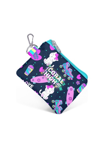 Coral High Lacivert Pembe Kedili Bozuk Para Çantası - Kız Çocuk