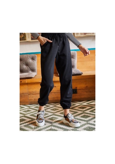 Tarzsokak Unisex Siyah Cepli Beli Bağcıklı Basic Eşofman Altı Jogger