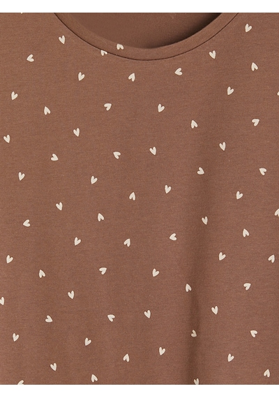 Lcw Dream Kahverengi Bisiklet Yaka Desenli Kadın Pijama Üst