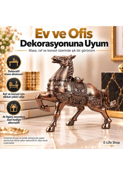 Lüks Alaşım Metal At Figürlü Kapaklı Dekoratif Küllük Ve Takı Saklama Kutusu Metal Biblo 25 X 20 Cm 74849278