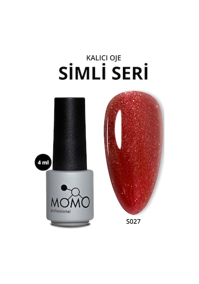 Momo Professional Kalıcı Oje S027 Yoğun Işıltılı Bordo Kırmızı 4 Ml