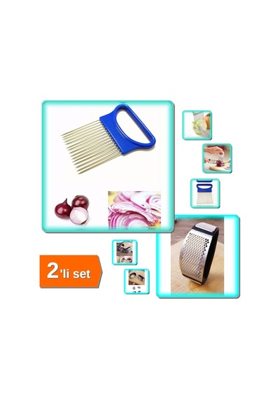 Kolay Kesim Dilimleme Aparatı + Pratik Sarımsak Ezici - 2li Set P3q4v9 Çelik Diğer