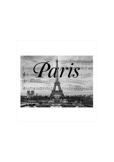 Eyfel Kulesi Ve Paris Yazısı Modern Ahşap Tablo