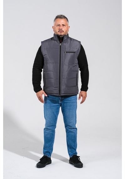 Derin Mavi Çok Cepli Günlük - İş Yeleği Xl-10xl Arası Bedenler Gri