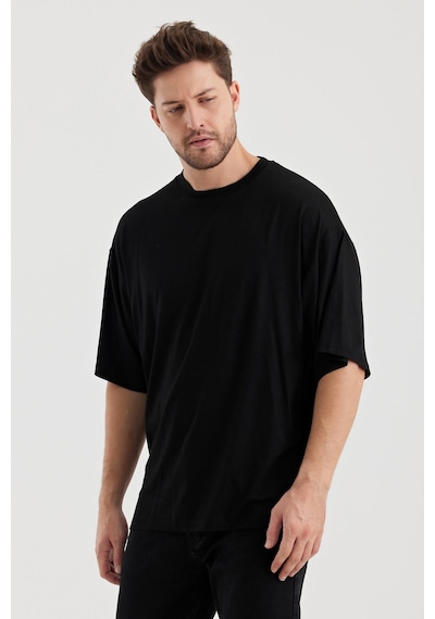 Alexander Gardi Alexandergardı Yırtmaçlı Basic Oversize T-shirt Un-70418 Siyah