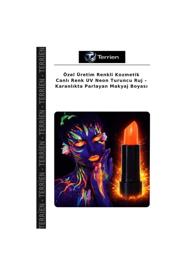 Özel Üretim Renkli Kozmetik Canlı Renk Uv Neon Turuncu Ruj Karanlıkta Parlayan Makyaj Boyası Belirtilmemiş