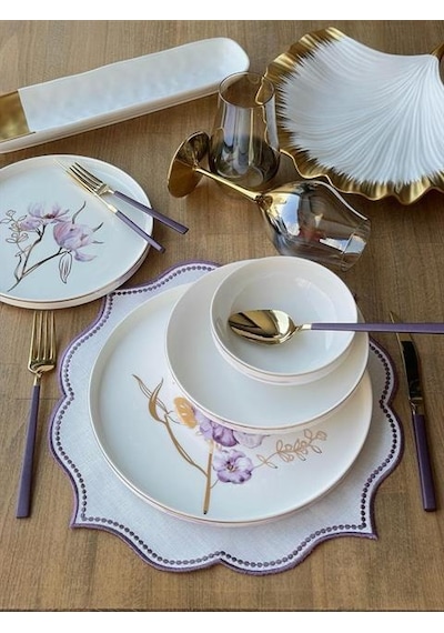 Yemek Takımı Modern Violet 24 Parça 6 Kişilik Renkli