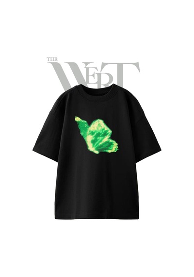 Thewert Green Luminous Wing Tasarım Baskılı Ünisex Siyah Oversize T-shirt