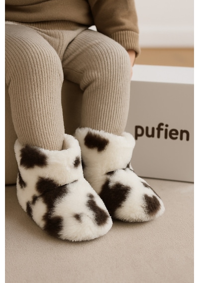 Çocuk Ve Bebek Panduf, Kışlık Peluş Bot, Yumuşak, Sıcak Tutan, Kaymaz Tabanlı Ev İçi Patik - Siyah